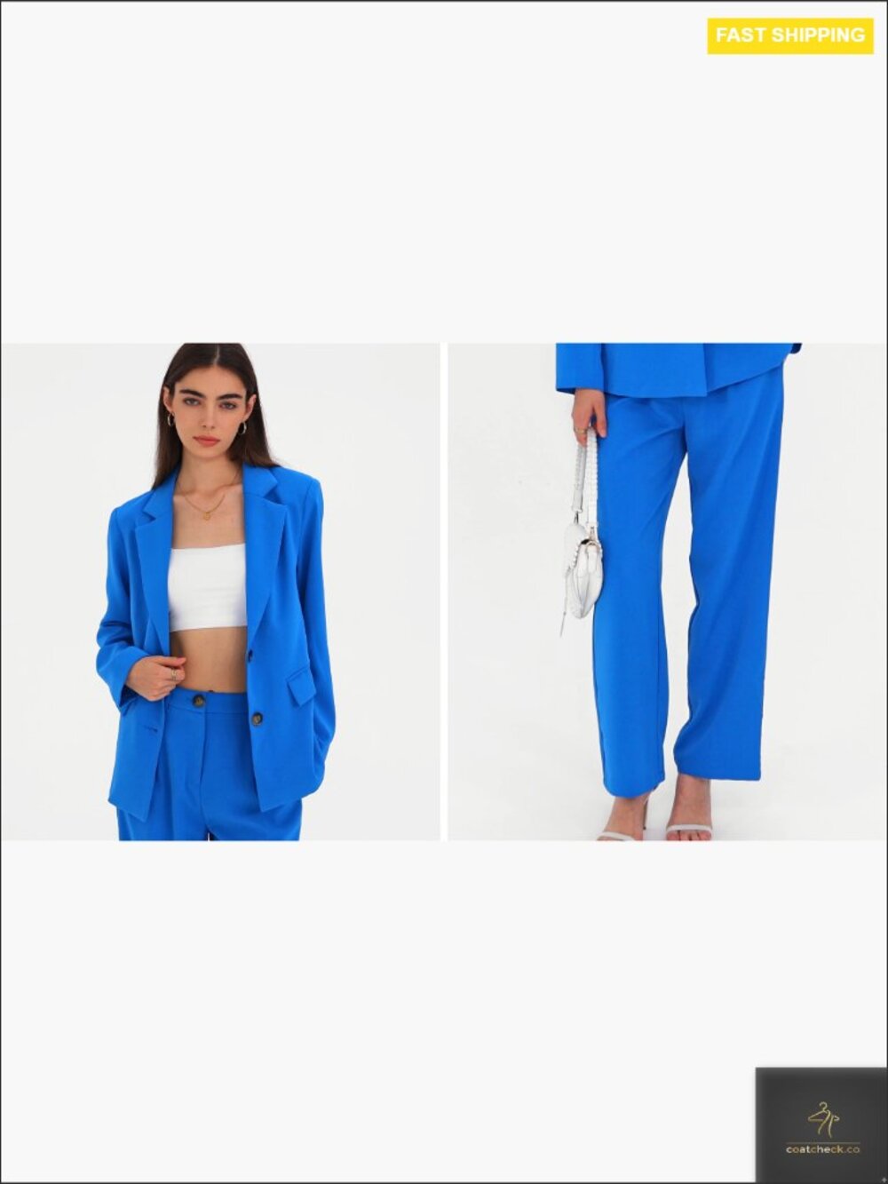Oversized Blazer Wide Leg Pantsuit Professional Work Office Business Casual - Picture 6 of 7